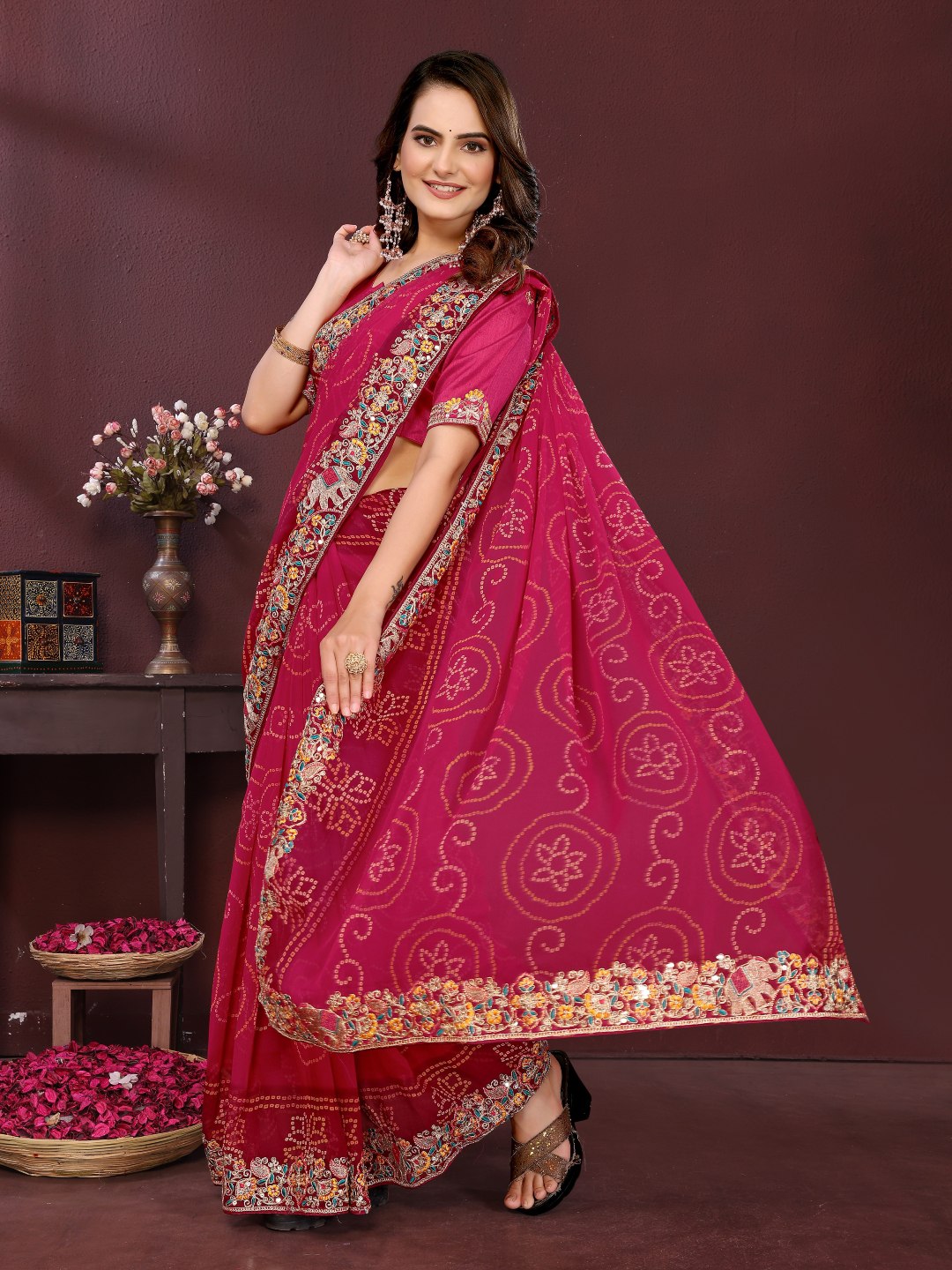 BELLERINA CHUNRI BANDHEJ PRINT SAREE VOL 1