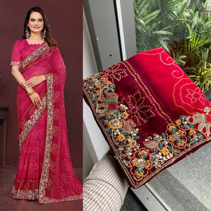 BELLERINA CHUNRI BANDHEJ PRINT SAREE VOL 1