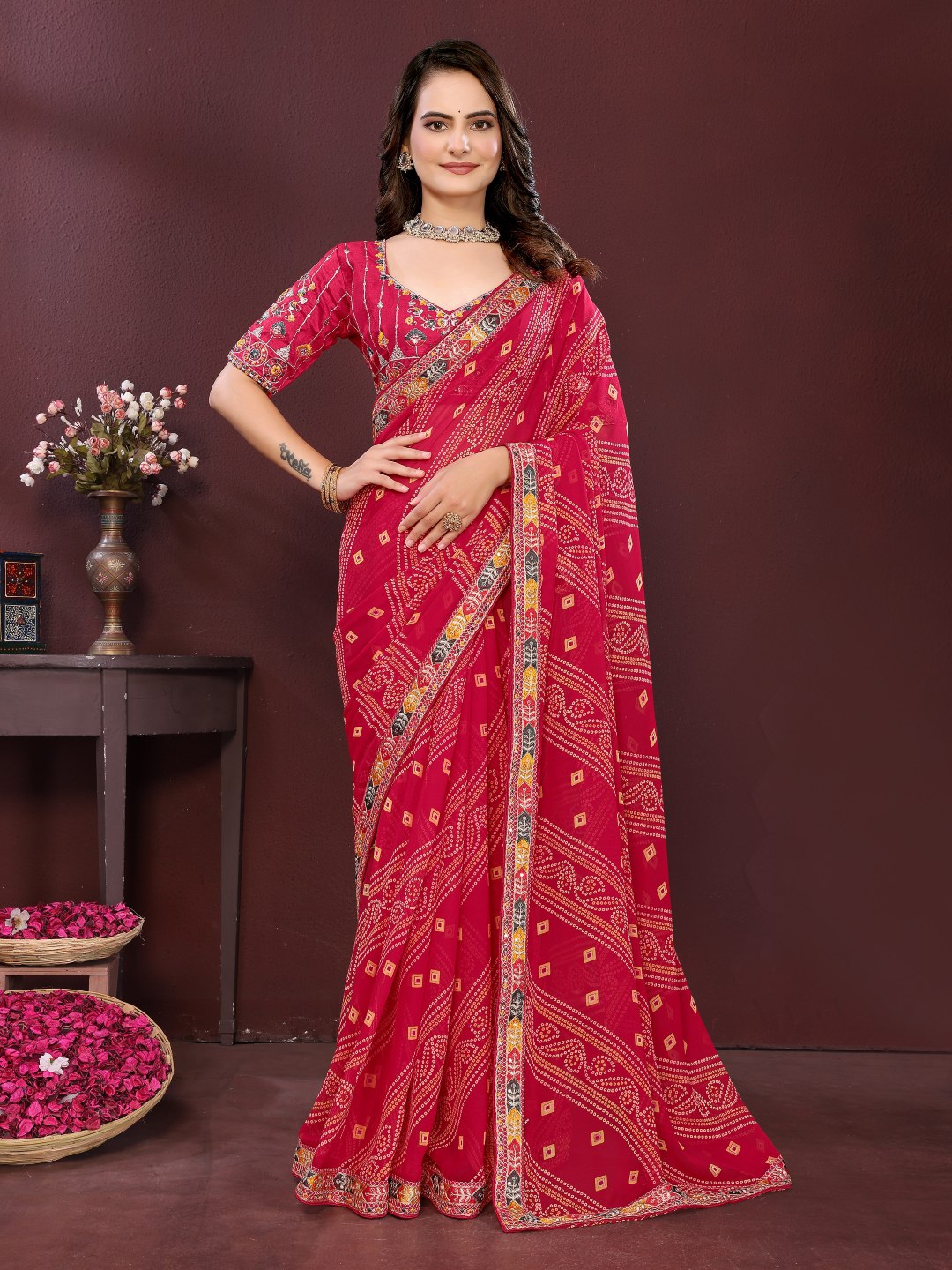 SAYARA CHUNRI PRINT SAREE